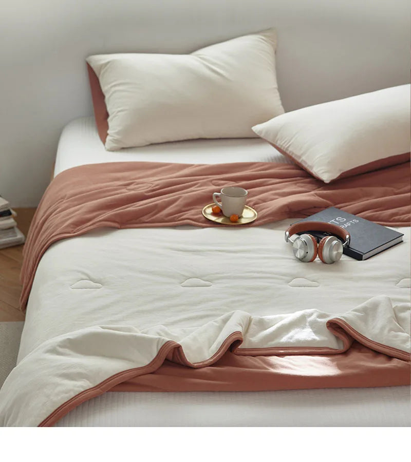 DecorBites™ Cotton Summer Comforter: Cooling, Breathable Thin Blanket for Hot Sleepers