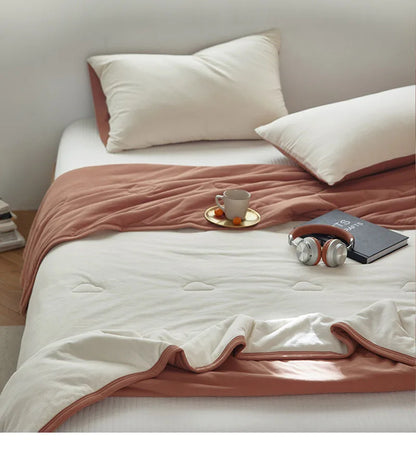 DecorBites™ Cotton Summer Comforter: Cooling, Breathable Thin Blanket for Hot Sleepers