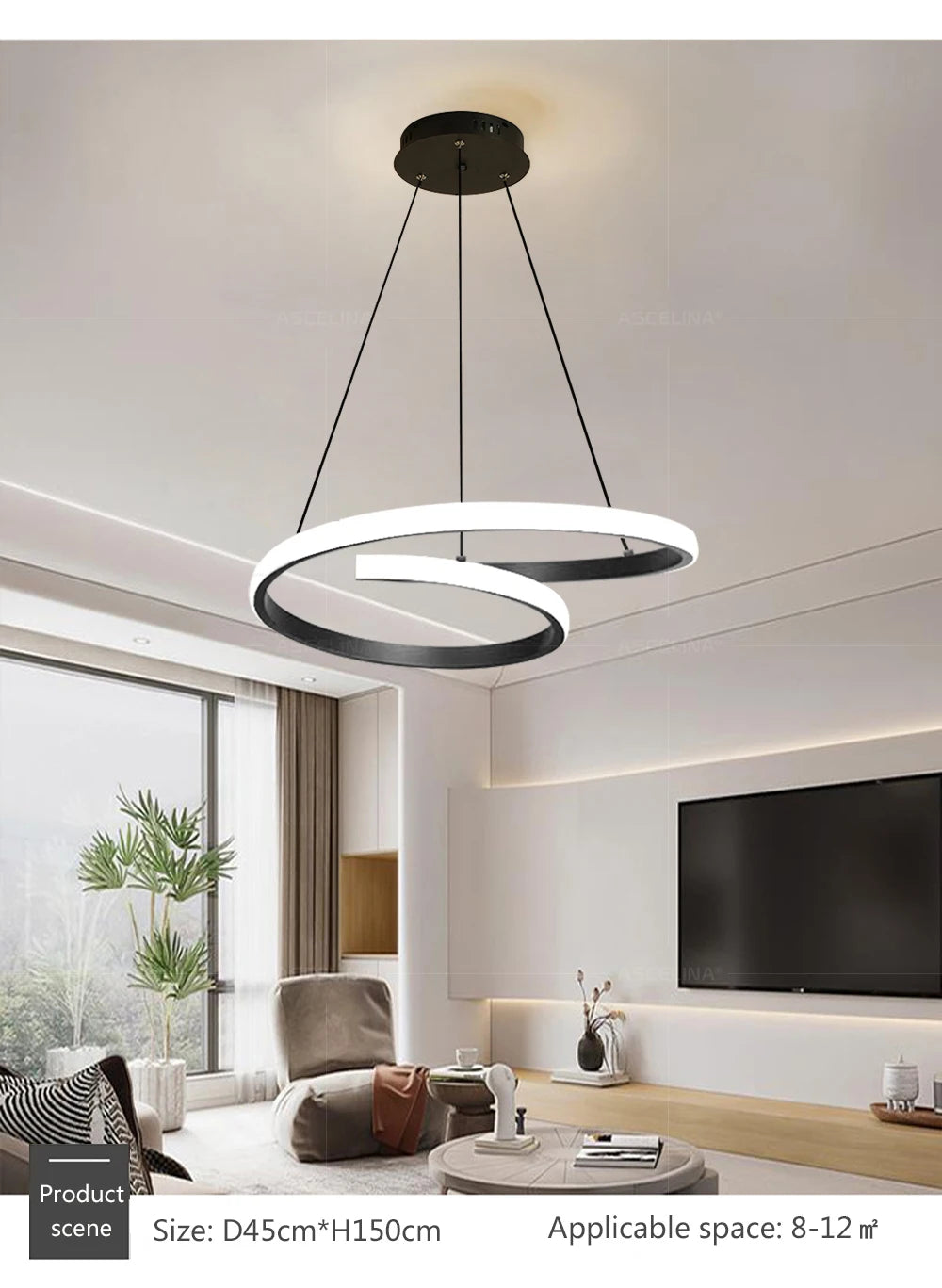 Black Double-Ring Pendant