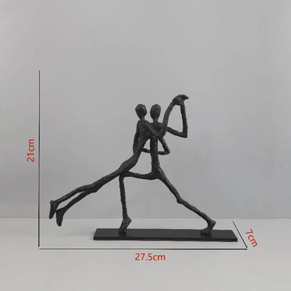 DecorBites™ Geometric Couple Cast Iron Figure Sculpture for Home Decor