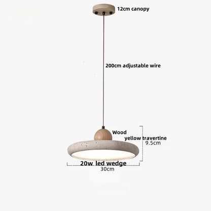 DecorBites™ LED Pendant Lamp Black Iron Wabi Sabi Hanging Light - Yellow Travertine