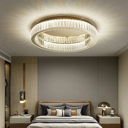 DecorBites™ Crystal Circle Chandelier: Modern Nordic LED Ceiling Lamp for Living Room, Bedroom, Study