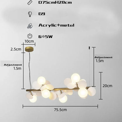 DecorBites™ Gold Metal G9 LED Pendant Chandelier with Acrylic Flower Decor