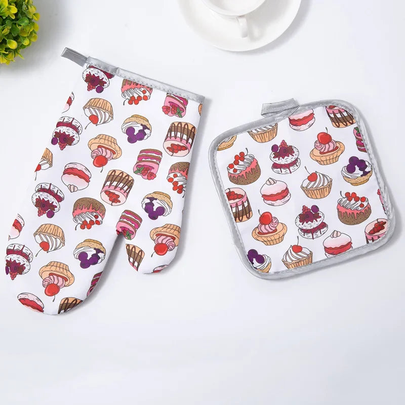 DecorBites™ Cotton Kitchen Baking Microwave Gloves for Heat Resistant Baking Oven Safety