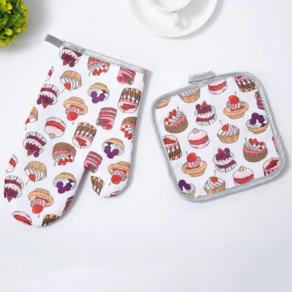 DecorBites™ Cotton Kitchen Baking Microwave Gloves for Heat Resistant Baking Oven Safety