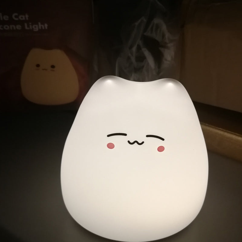 Mini Beliebte Katze Baby Nacht Lampe 7-farbe Pat Touch Farbwechsel Augenschutz Schlafzimmer Nacht Nacht Licht Geschenk Kinder 