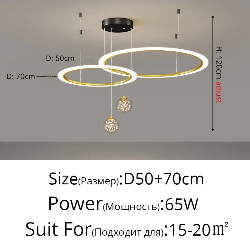 DecorBites™ Circle Ring Pendant Light Chandelier Modern Living Room Bedroom Lamps Ceiling Luminaire