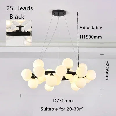 DecorBites™ Glass Ball LED Chandelier Pendant for Living Dining Room