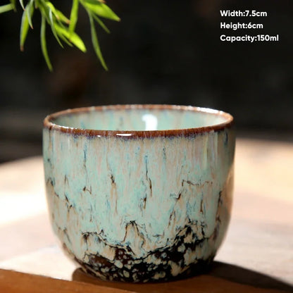 DecorBites™ Japanese Kiln Transformation Ceramic Tea Cup Espresso Coffee Mug Pottery Kung Fu Teacup