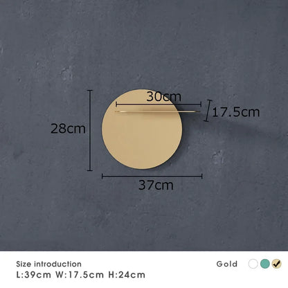 DecorBites™ Gold Metal Round Wall Storage Shelf with Hooks