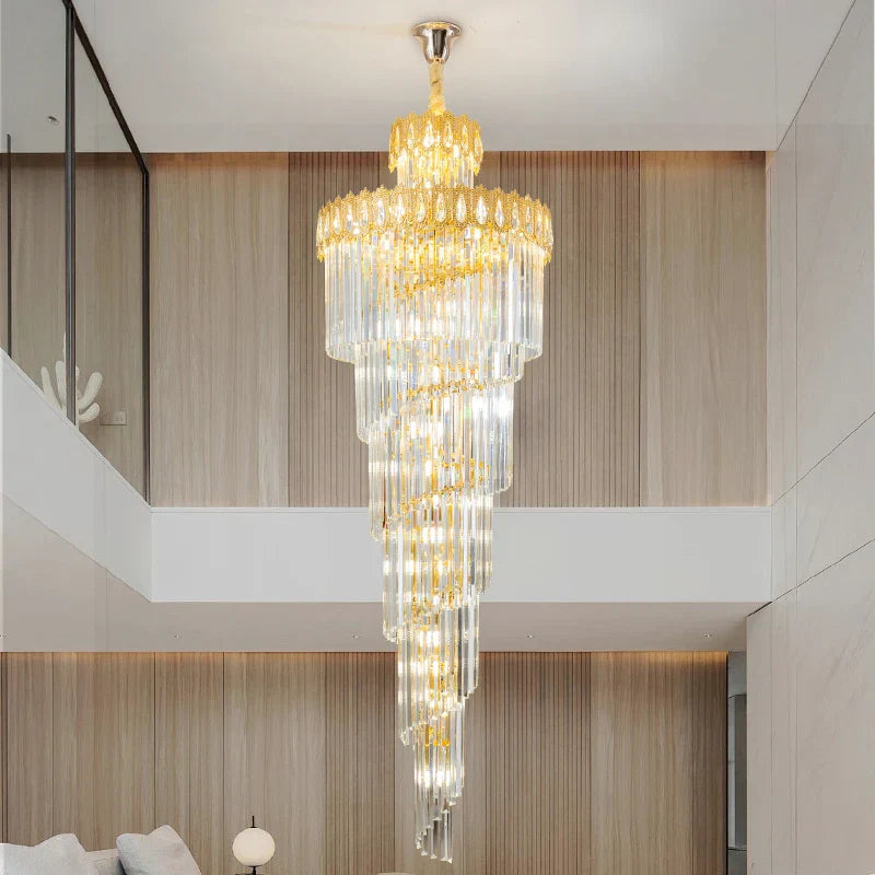 DecorBites™ Crystal Stair Long Chandelier - Simple Modern Design for Duplex Villa Living Room