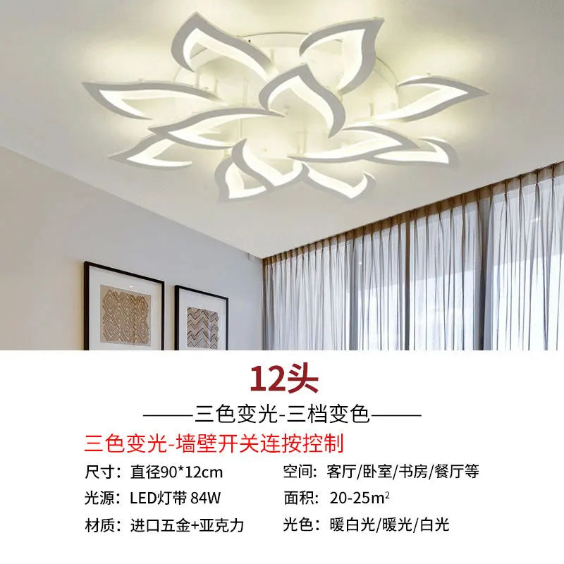 DecorBites™ Lotus Chandelier: Modern LED Ceiling Light Fixture for Home, Living Room, Bedroom.
