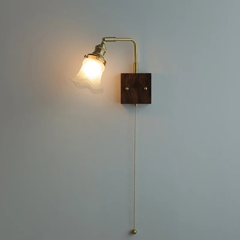 Brass Walnut Wall Sconce