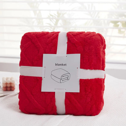 DecorBites™ Cozy Jacquard Plush Blanket: Soft Winter Sofa Throw, Office Travel Nap Shawl