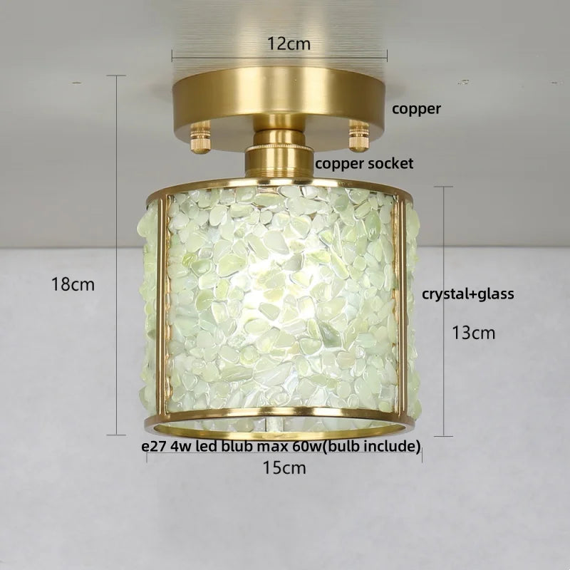 DecorBites™ Crystal Glass LED Ceiling Light Copper Canopy Nordic Modern Design