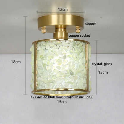 DecorBites™ Crystal Glass LED Ceiling Light Copper Canopy Nordic Modern Design