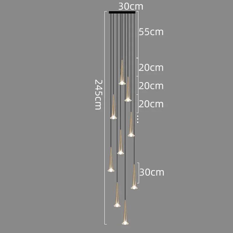 DecorBites™ Crystal LED Stair Chandelier: Luxury Long Stair Lighting Fixture with Creative Island Design