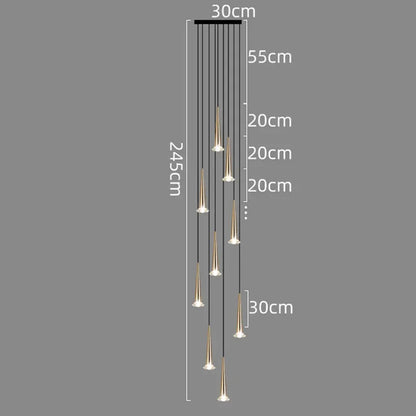 DecorBites™ Crystal LED Stair Chandelier: Luxury Long Stair Lighting Fixture with Creative Island Design