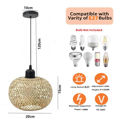 DecorBites™ Bamboo Pendant Light Handmade Rattan