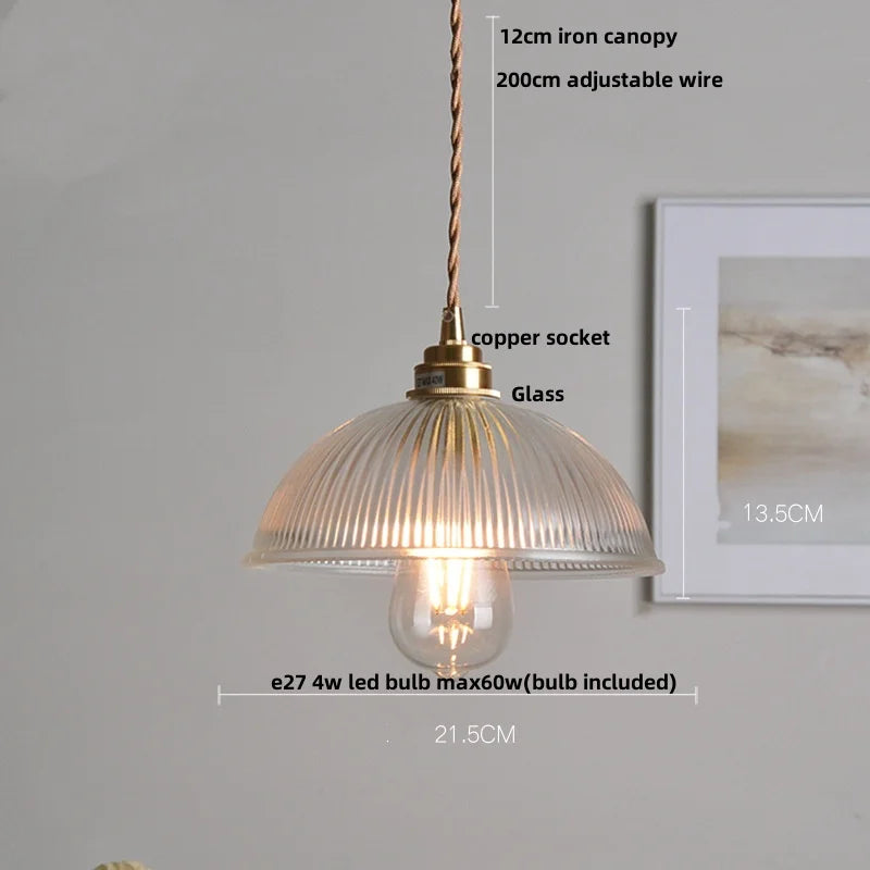Brass Glass Pendant Light With Clear Shade Dining
