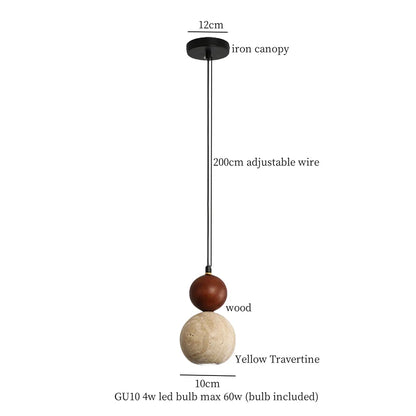 DecorBites™ Creative Stone LED Pendant Light Yellow Travertine Nordic Minimalism Hanging Lamp