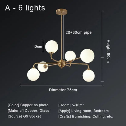 DecorBites™ Copper Ceiling Chandelier for Home Decor Lighting