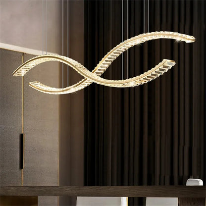 DecorBites™ Crystal LED Pendant: Modern Minimalist Chandelier for Home Dining Living Room Decor