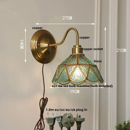 DecorBites™ Glass Brass Wall Sconce LED Light Fixture for Dining Living Room Bathroom Mirror