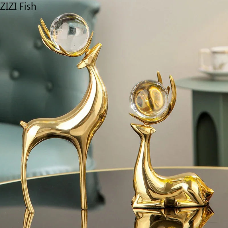 Gold Crystal Antler Sculpture