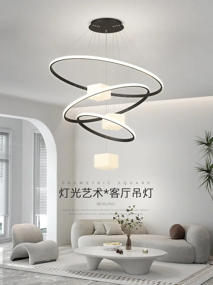 LED Modern Kitchen Chandelier 2-Ring Dimmable