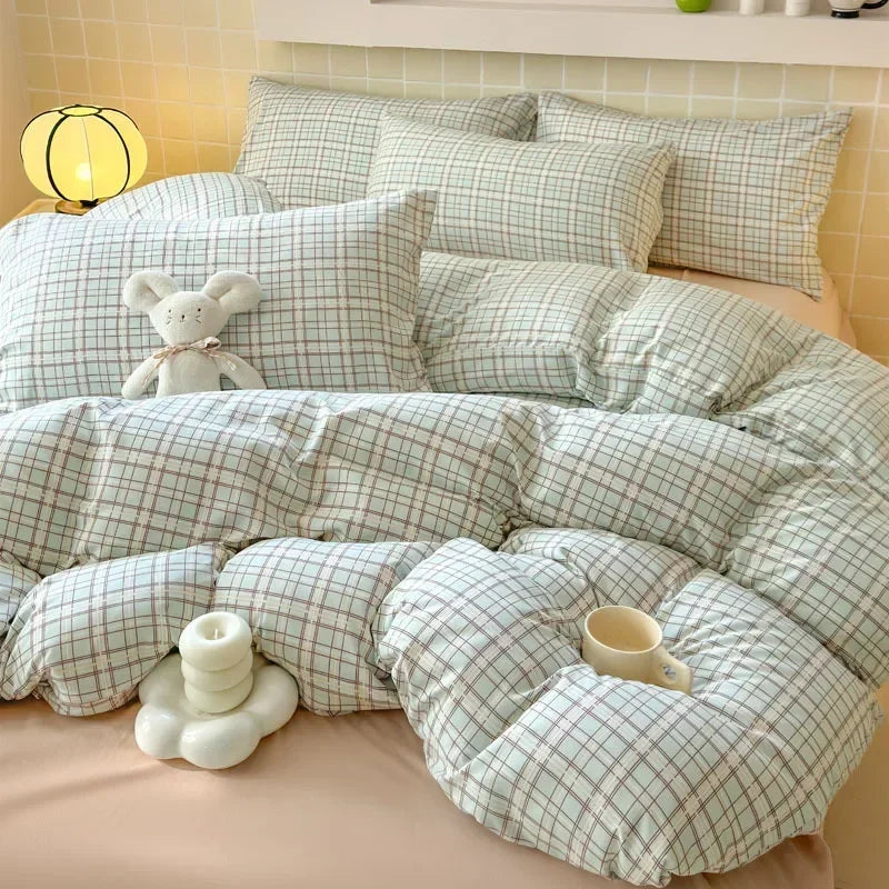 DecorBites™ Jacquard Double-Layer Yarn Fitted Sheet Set - Cloud Touch Soft Skin-Friendly Bedroom Decor
