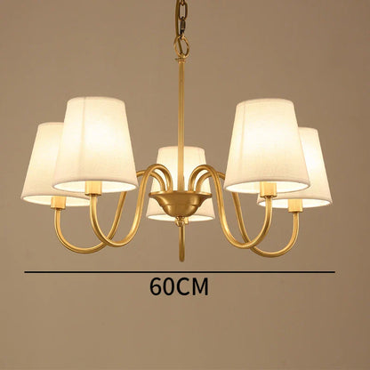 DecorBites™ Copper Ceiling Chandelier with Fabric Lampshade for Living Room and Bedroom