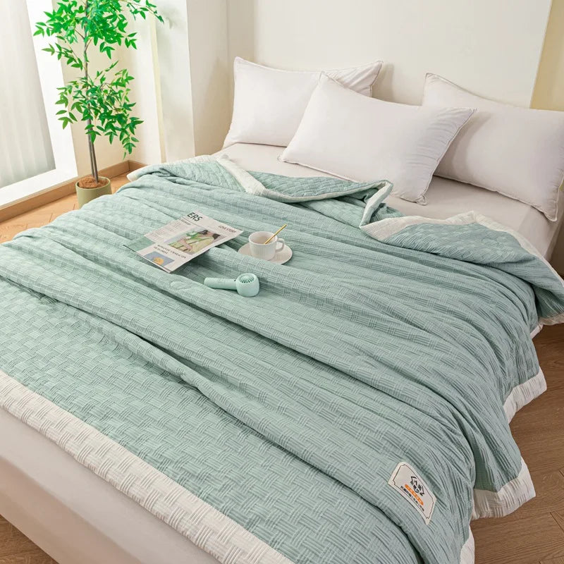 DecorBites™ Knitted Waffle Summer Quilt: Soft, Breathable, Cooling, Machine Washable, Thin & Skin-friendly