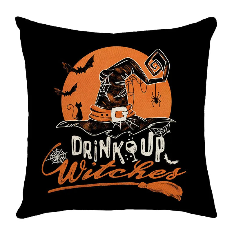 Pumpkin Witch Print Pillowcase