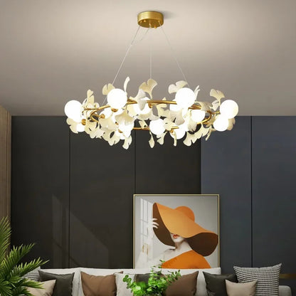 DecorBites™ Gingko Leaf Branch LED Ceiling Chandelier for Modern Living Room and Bedroom