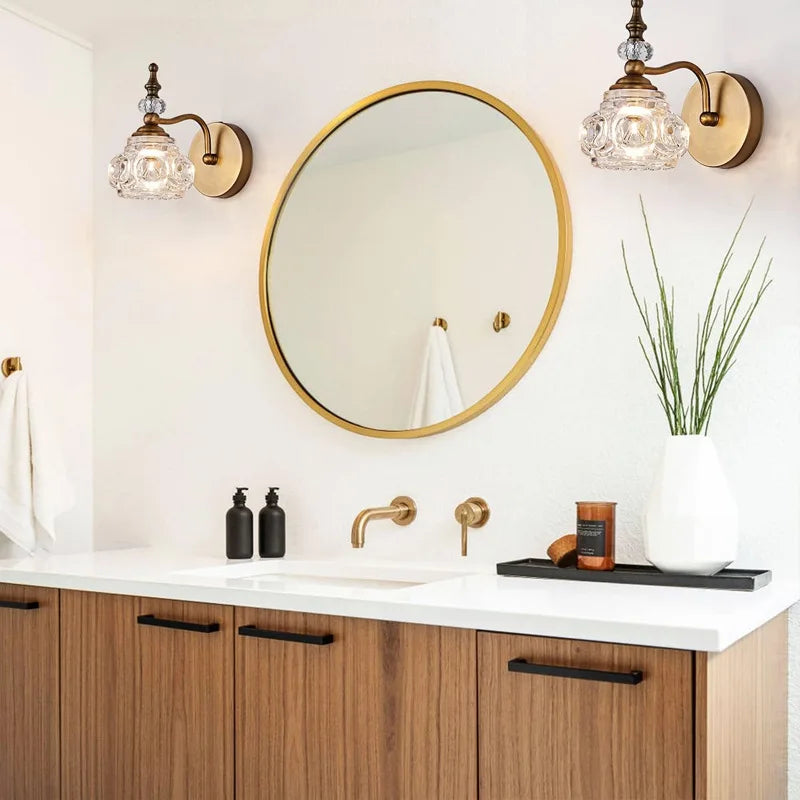Gold Crystal Wall Lamp With LED Embellishments