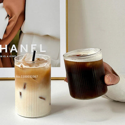 DecorBites™ Glass Cafe Coffee Cup Water Cup Iced Latte Americano Juice Glass