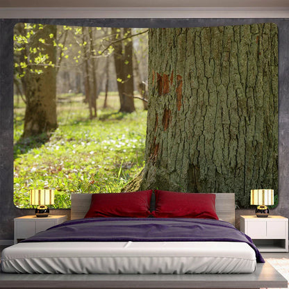 DecorBites™ Forest View Tapestry: Psychedelic Mandala Wall Decor & Beach Towel