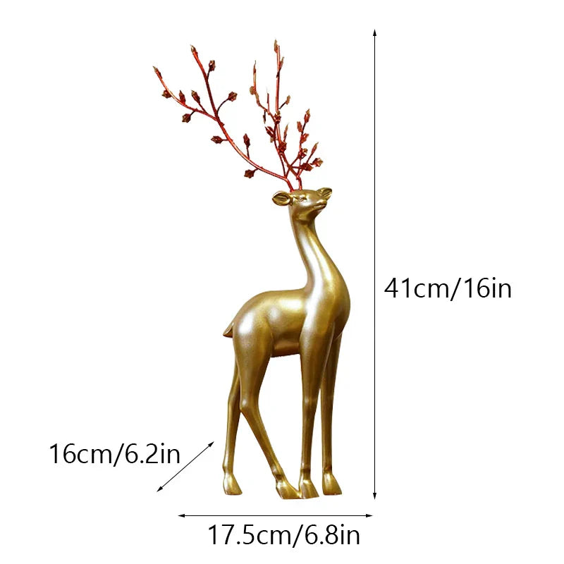 Gold Deer Feng Shui Figurines