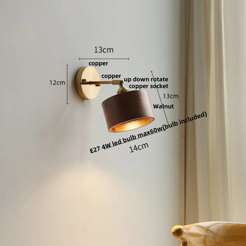 DecorBites™ LED Wall Lamp Walnut Wood Stair Light Fixture