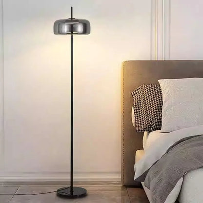 DecorBites™ Gray Glass Floor Lamp: Italian Design Minimalist Standing Lighting for Living Room