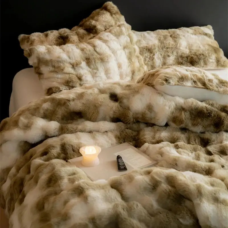 Faux Fur Velvet Patchwork Bedding