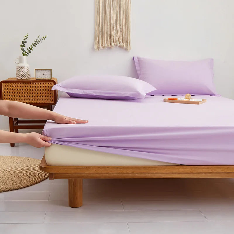 DecorBites™ Cotton Fitted Sheet Set Cozy Bedsheet Pillowcases King Twin Queen Full Size