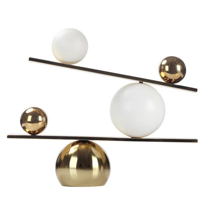 DecorBites™ Geometric Golden Ball Metal Seesaw Ramp Figurines for Home Decor