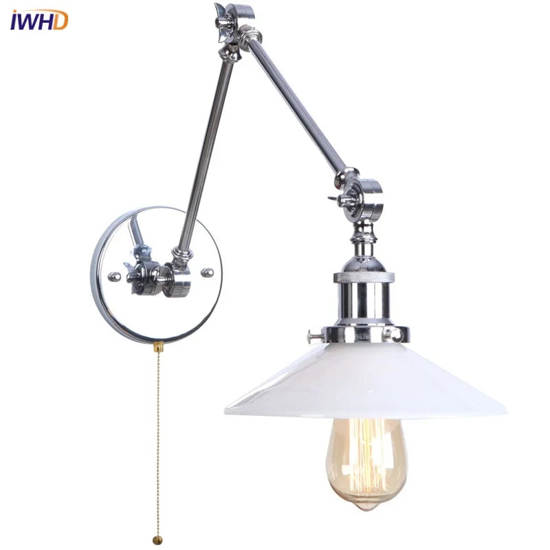 Glass Swing Arm Wall Sconce