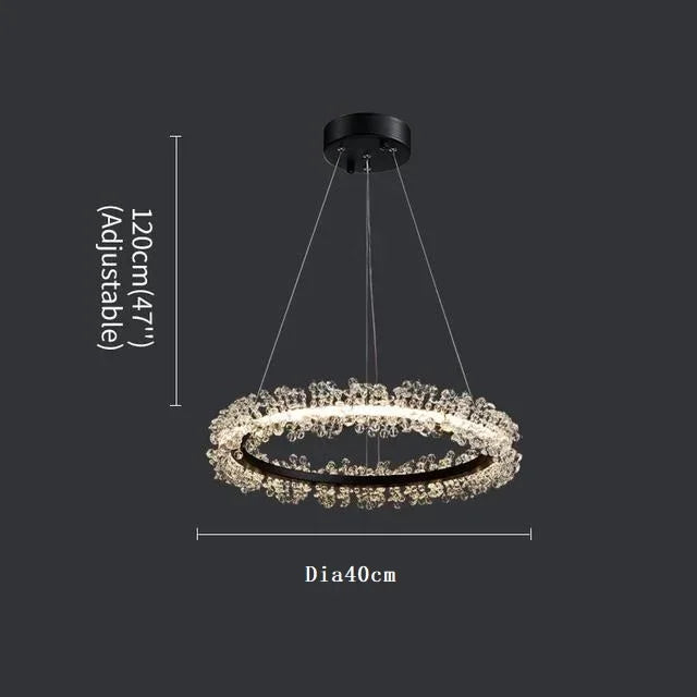 DecorBites™ Crystal Gold Ring LED Chandelier for Home Decoration Luxurious Living Room Dining Bedroom
