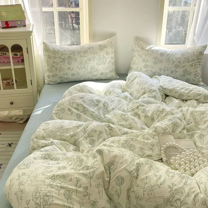 DecorBites™ Jacquard Double-Layer Yarn Fitted Sheet Set - Cloud Touch Soft Skin-Friendly Bedroom Decor