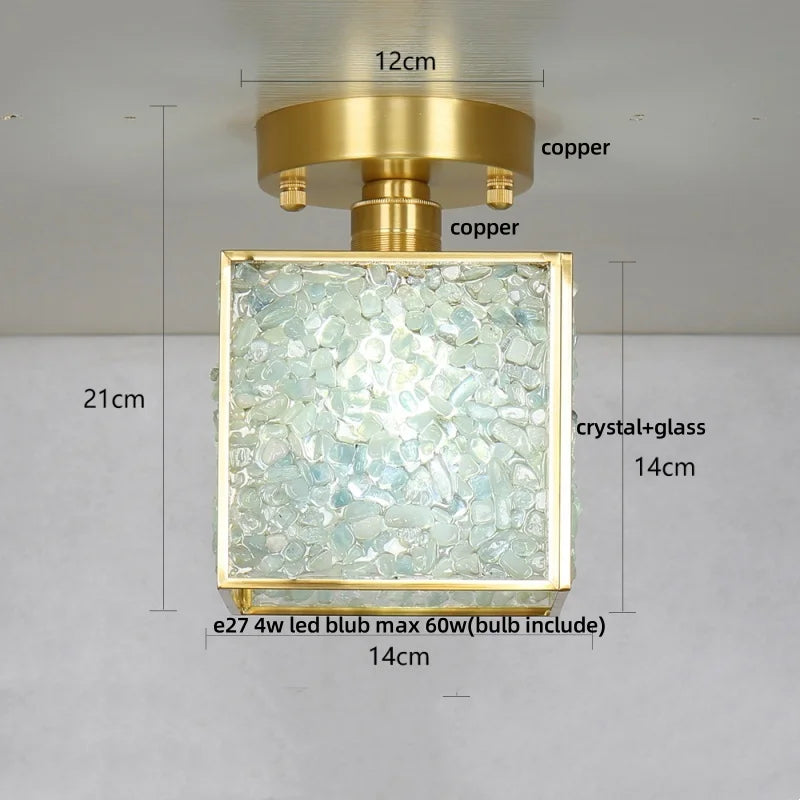 DecorBites™ Crystal Glass LED Ceiling Light Copper Canopy Nordic Modern Design