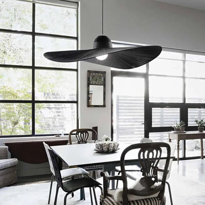 DecorBites™ Designer Fabric Hat Chandelier, White & Black LED Pendant Lamp for Living Room