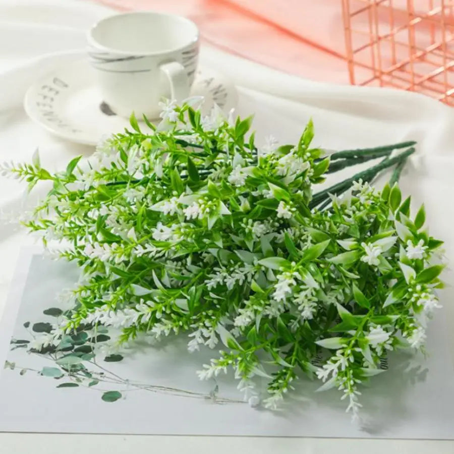 Lavender Plastic Grass Bouquet